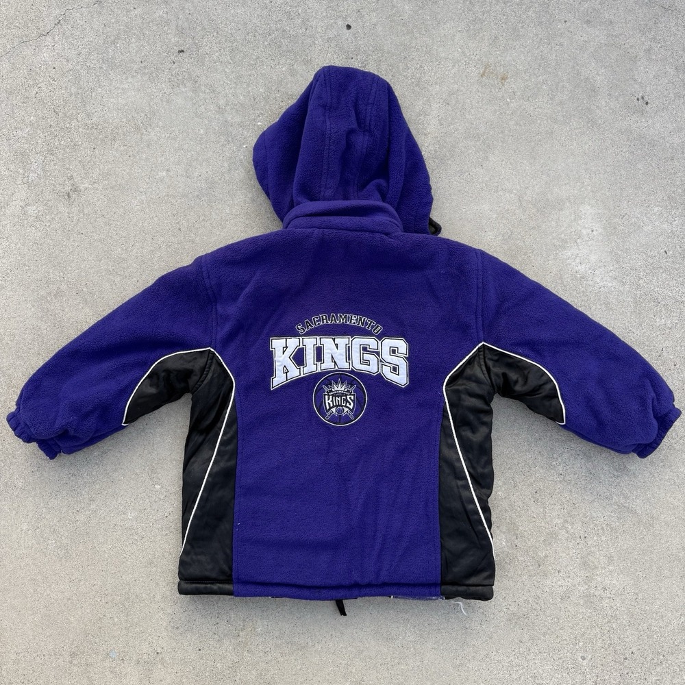 Vintage NBA Elevation Sacramento Kings Reversible Hooded Puffer Jacket Kids Sz 5